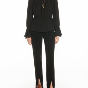 Veronika Maine Ladies Crepe Split Hem Slim Pant Black
