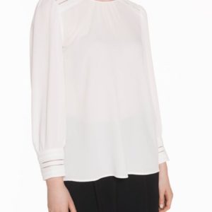 Veronika Maine Ladies Crinkle Georgette Embroidered Top Ivory