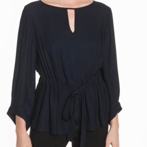 Veronika Maine Ladies Drapey Tie Waist Top Ink