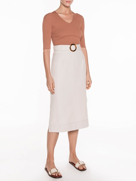 Veronika Maine Drapey Weave Pencil Skirt Natural