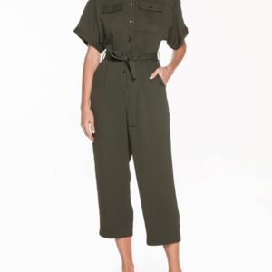 Veronika Maine Ladies Drapey Utility Jumpsuit Dark Khaki
