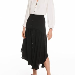 Veronika Maine Dobby Georgette Curved Skirt Black