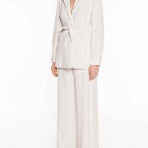 Veronika Maine Ladies Double Stripe Wide Leg Pant Ivory