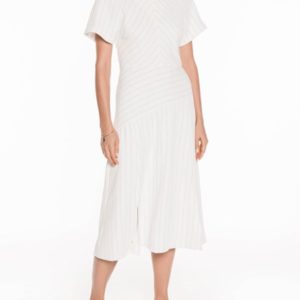 Veronika Maine Double Stripe Midi Dress Ivory