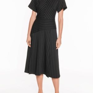 Veronika Maine Double Stripe Midi Dress Black