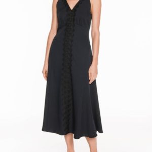 Veronika Maine Drapey Dobby Lace Detail Dress Ink