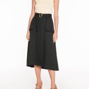Veronika Maine Drapey Dobby Midi Skirt Black