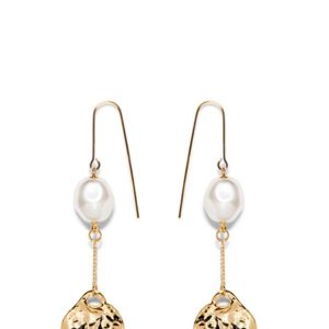 Veronika Maine Ladies Drop Pearl Earrings Gold