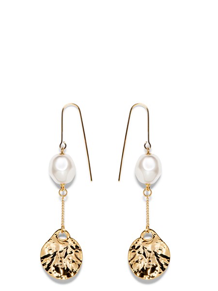 Veronika Maine Ladies Drop Pearl Earrings Gold