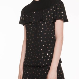 Veronika Maine Ladies Foil Spot Top Black