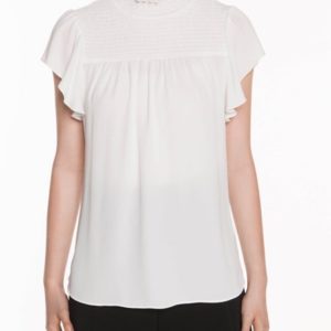 Veronika Maine Ladies Georgette Shirred Top Ivory