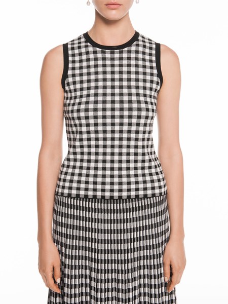 Veronika Maine Ladies Gingham Knit Tank Black/White