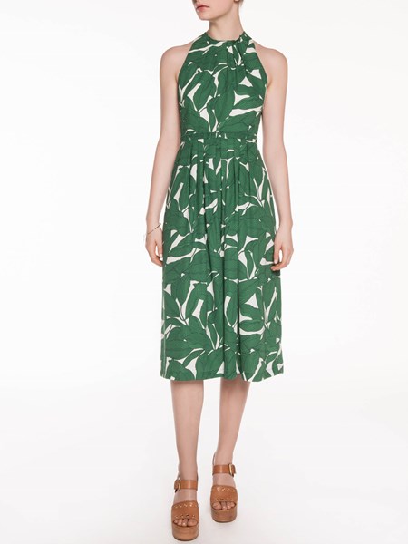 Veronika Maine Linear Leaf Midi Dress