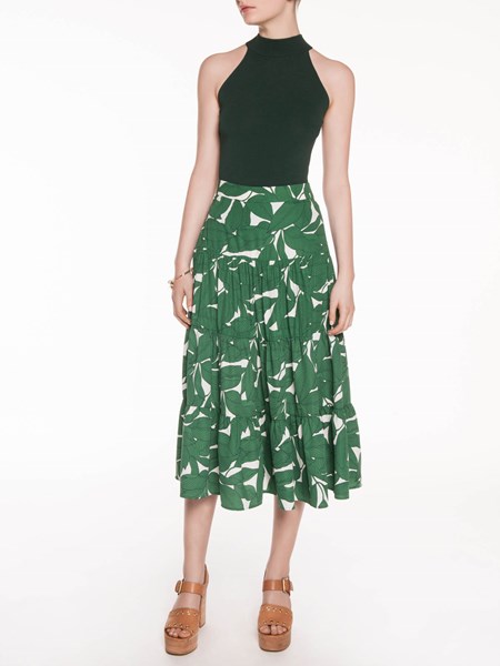 Veronika Maine Linear Leaf Tiered Skirt