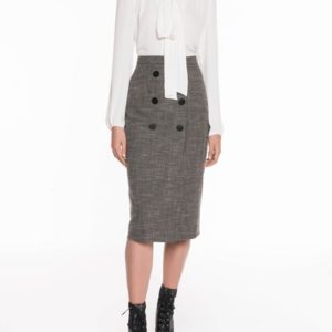 Veronika Maine Mini Houndstooth Pencil Skirt Black