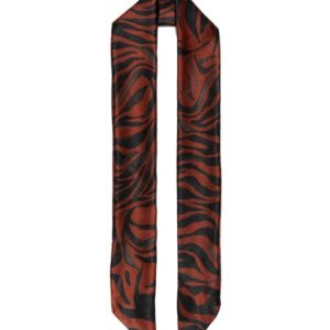 Veronika Maine Ladies Modern Zebra Silk Tie Scarf Black/Chocolate