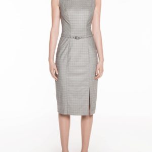Veronika Maine Pastel Check Pencil Dress Pale Grey