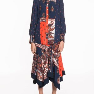 Veronika Maine Paisley Patchwork Skirt Ink