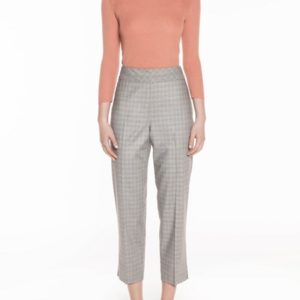 Veronika Maine Ladies Pastel Check Slim Pant Pale Grey