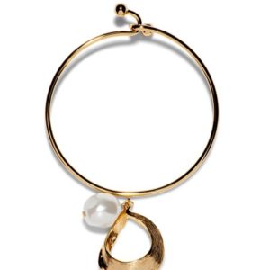 Veronika Maine Ladies Pearl Charm Bangle Gold