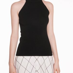 Veronika Maine Ladies Round Neck Halter Knit Black
