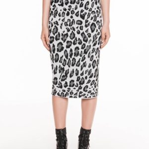 Veronika Maine Ladies Snow Leopard Jacquard Skirt Black/White