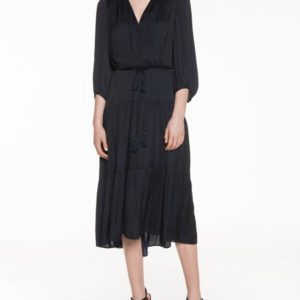 Veronika Maine Soft Satin Tiered Dress Ink