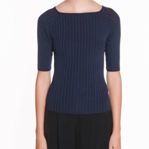 Veronika Maine Ladies Square Neck Rib Knit Ink