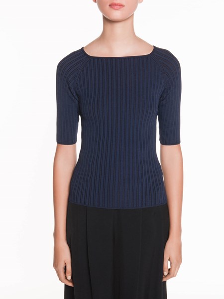 Veronika Maine Ladies Square Neck Rib Knit Ink
