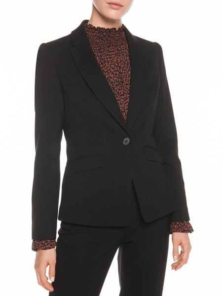 Veronika Maine Ladies Stretch Suit One Button Jacket Black