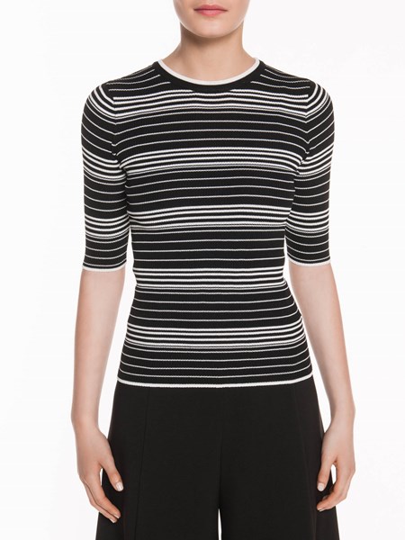 Veronika Maine Ladies Striped Rib Knit Black/White