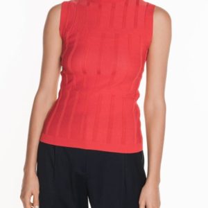 Veronika Maine Ladies Textured Funnel Neck Tank Burnt Orange