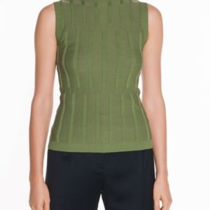 Veronika Maine Ladies Textured Funnel Neck Tank Leaf