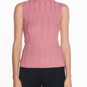 Veronika Maine Ladies Textured Funnel Neck Tank Dusty Pink