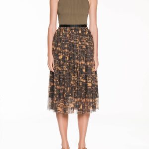 Veronika Maine Tie Dye Mesh Skirt Mustard