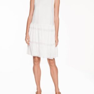Veronika Maine Tile Embroidery Trapeze Dress Ivory