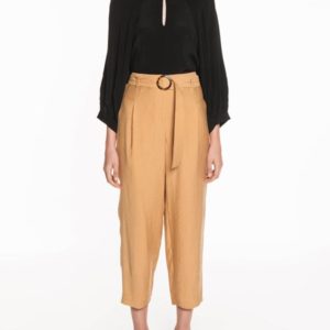 Veronika Maine Ladies Texture Belted Utility Pant Sand