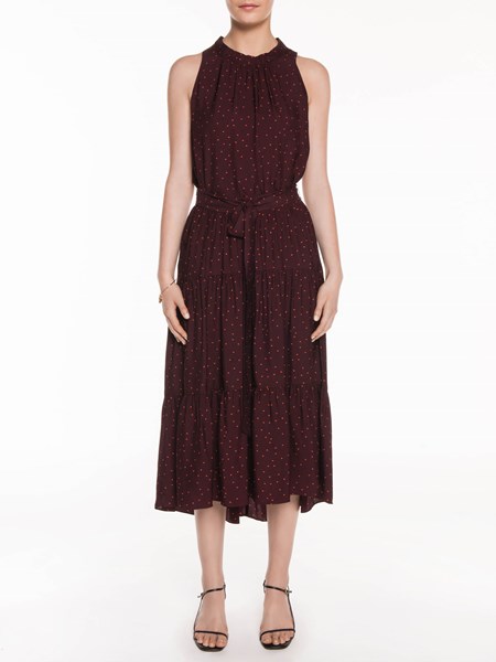 Veronika Maine Textured Spot Midi Skirt Burgundy