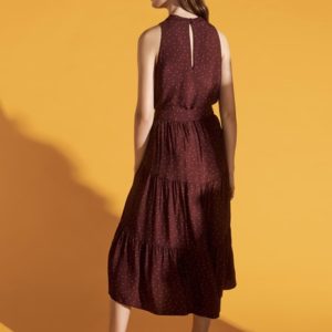 Veronika Maine Ladies Textured Spot Sleeveless Top Burgundy