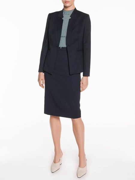 Veronika Maine Two Tone Notched Suit Skirt Ink