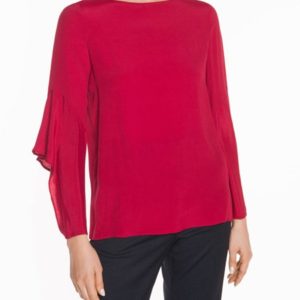 Veronika Maine Ladies Washed Crepe Draped Sleeve Top Berry