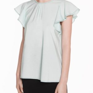 Veronika Maine Ladies Washer Viscose Fluted Sleeve Top Mint