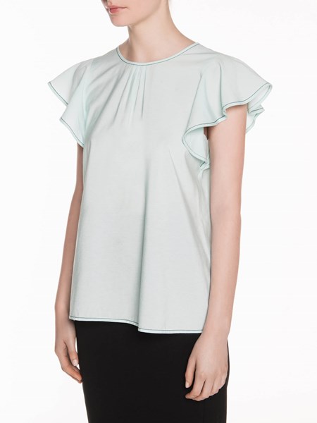 Veronika Maine Ladies Washer Viscose Fluted Sleeve Top Mint