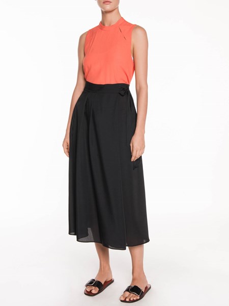 Veronika Maine Washer Twill Wrap Skirt Black
