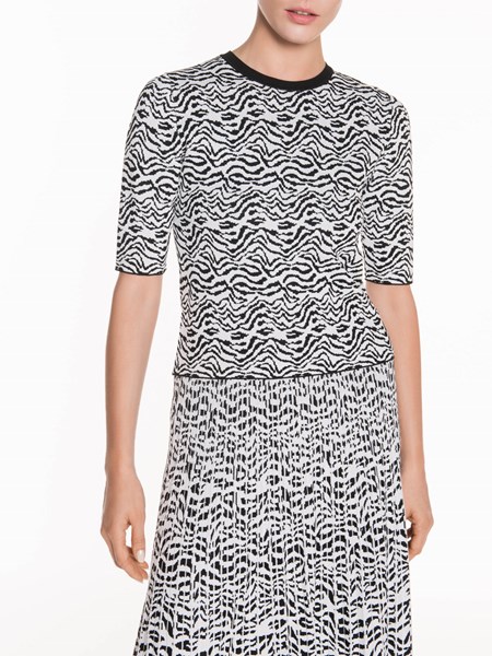 Veronika Maine Ladies Zebra Jacquard Top Black/White