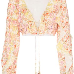 Zimmermann Goldie Ruffled Crop Top