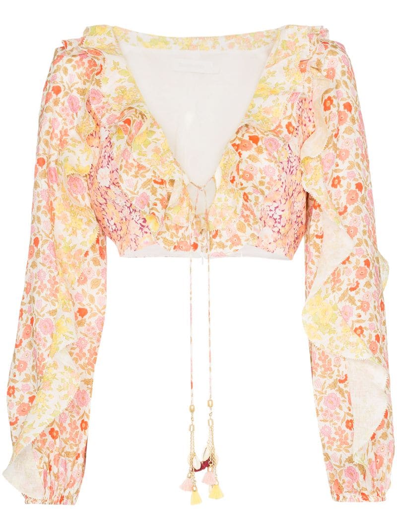 Zimmermann Goldie Ruffled Crop Top