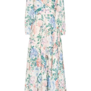 Zimmermann Verity Plunge Floral Print Dress