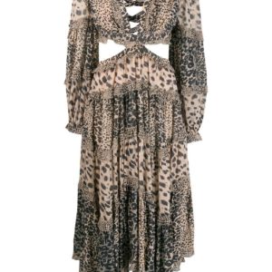 Zimmermann Cut-Out Detail Animal Print Dress