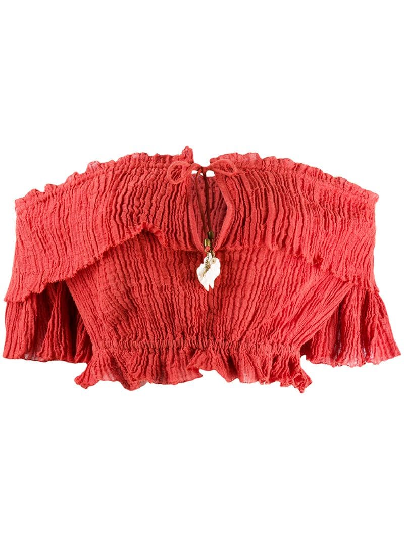 Zimmermann Shirred Off-Shoulder Top